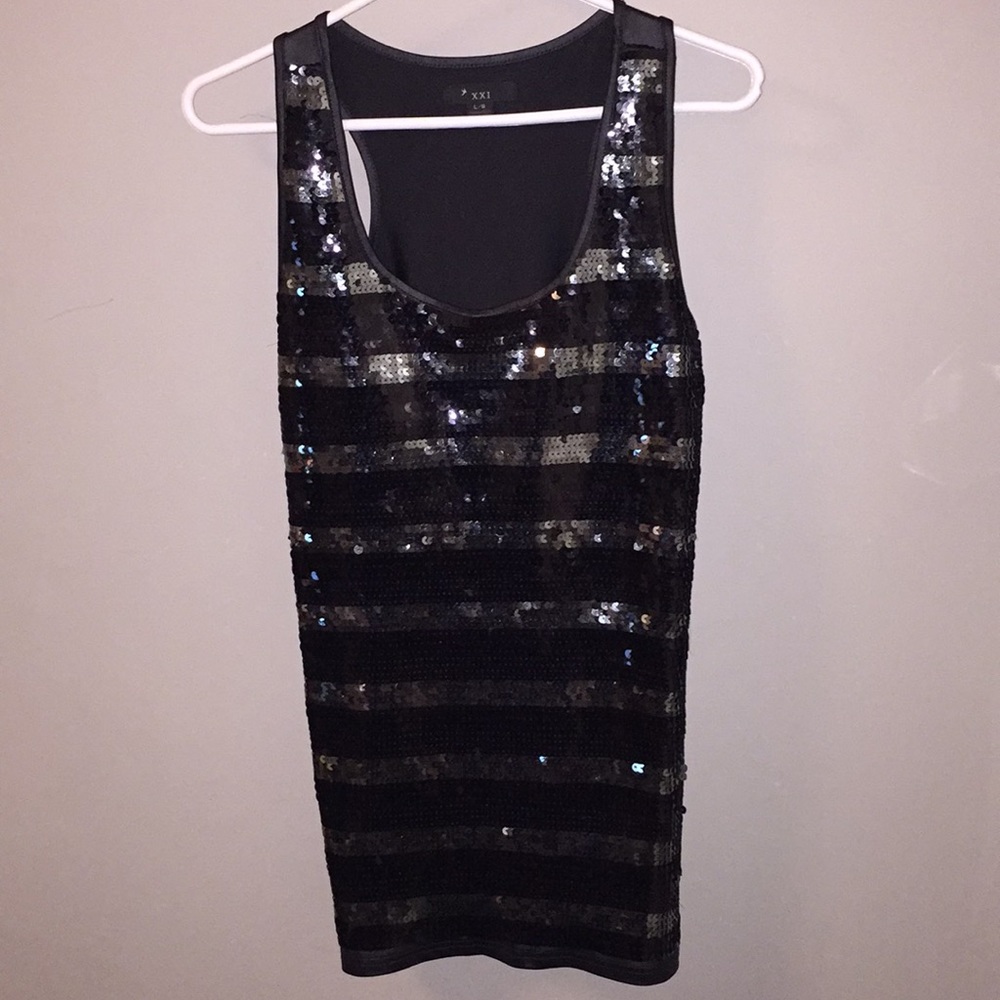 Forever 21 Black Sequin Mini Dress (or long Tank)